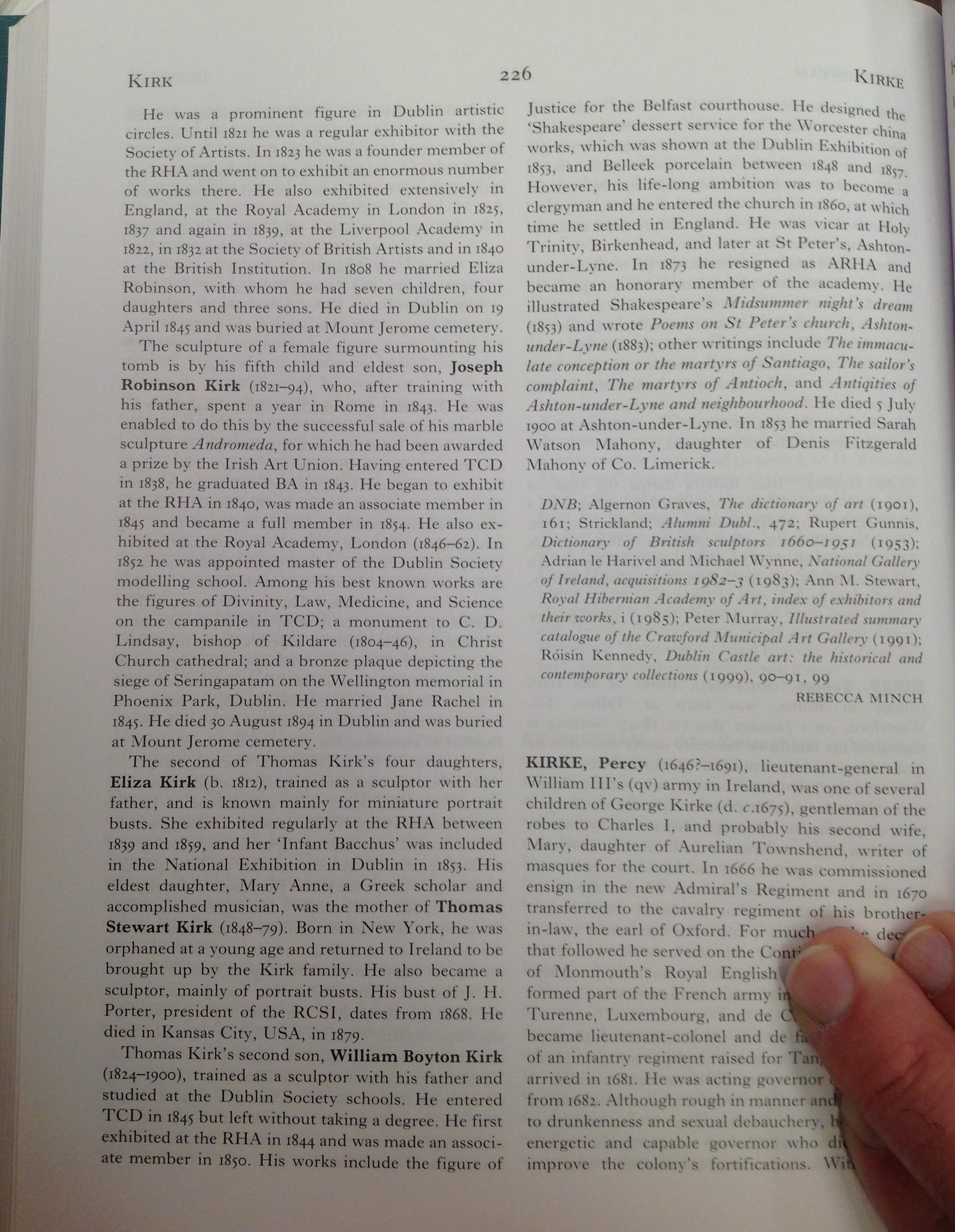 Article about Thomas Kirk of Cork City, Ireland