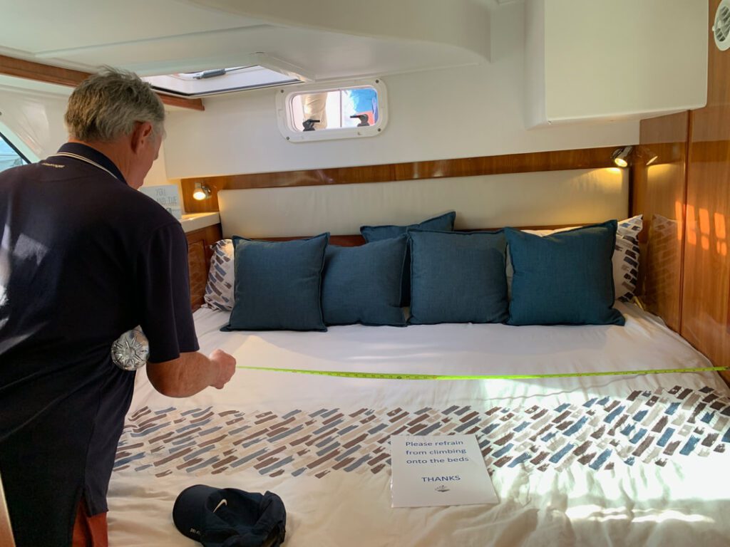 Roy measuring a berth