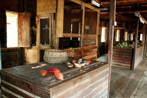 Museum display at Belmont Estate Chocolate Factory