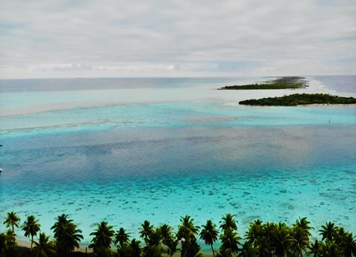 A view of the Toau atoll from the air