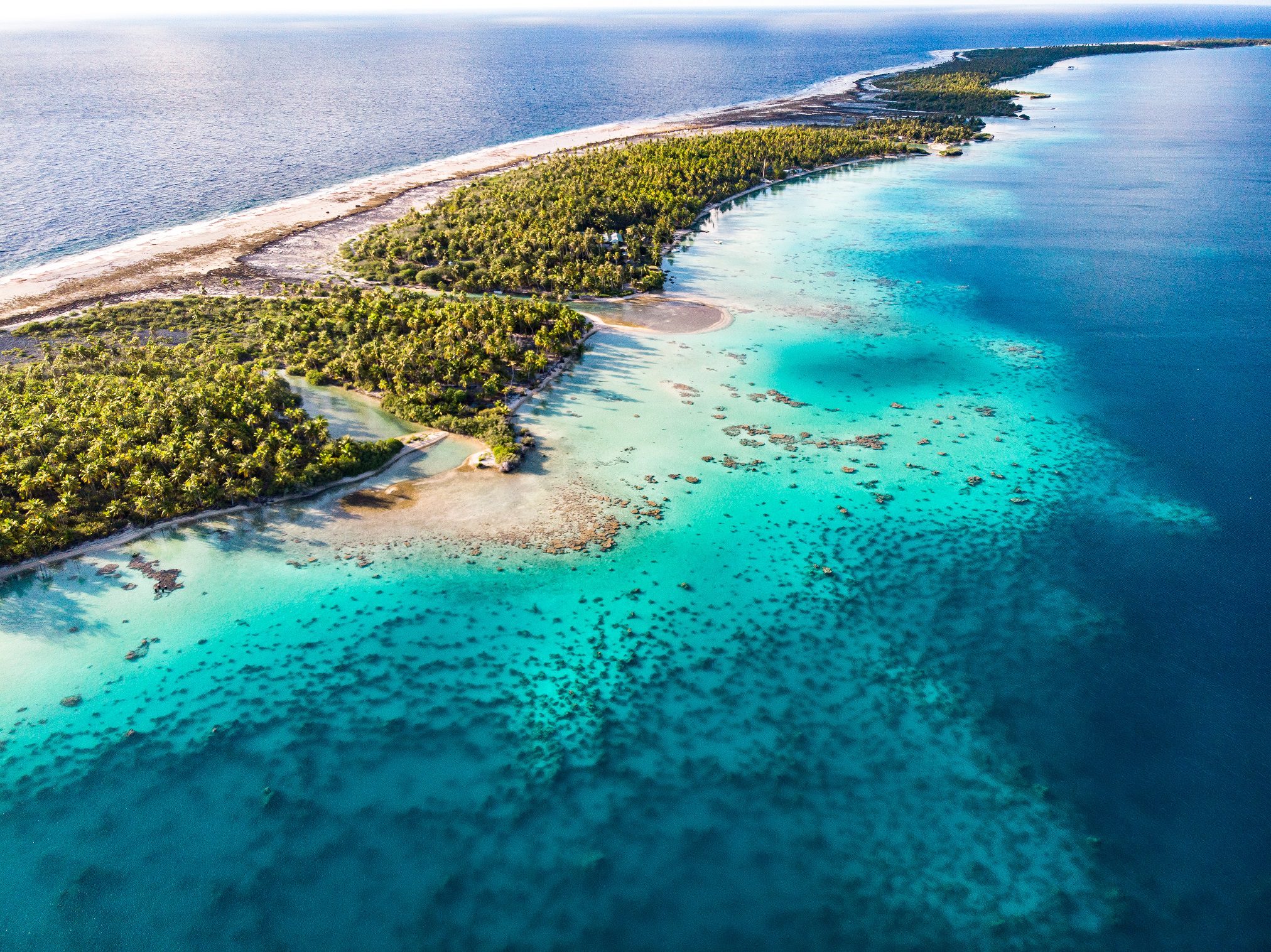 A view of the Toau atoll from the air
