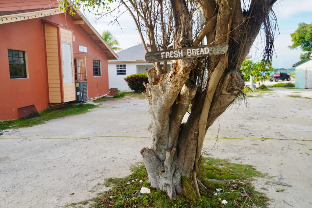 Black Point, Great Guana Cay—Lorraine's mom's coconut bread sign